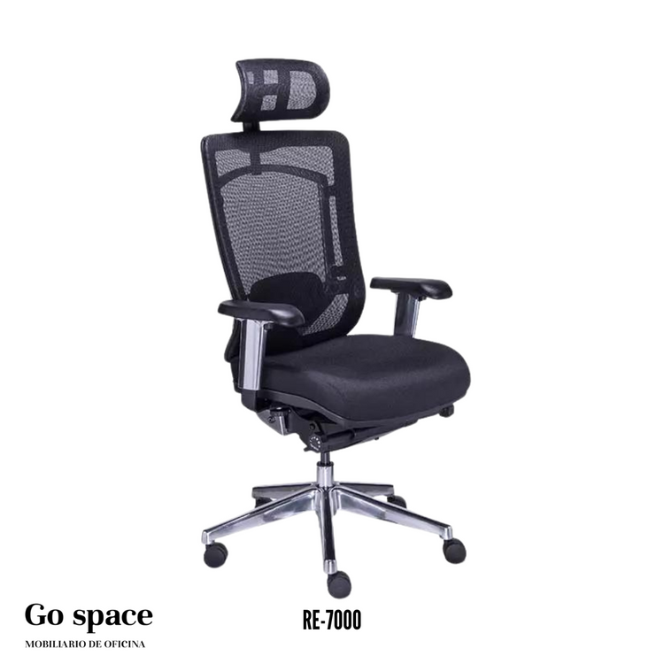 SILLÓN EJECUTIVO CON CABECERA (MESH/TELA) RE-7000