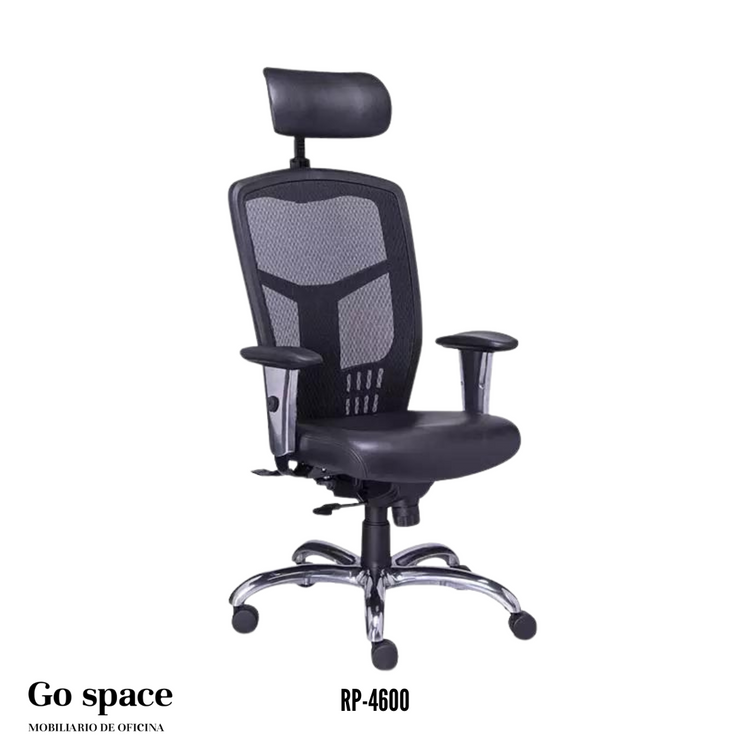 SILLÓN GENERAL EN PIEL CON CABECERA MESH RP-4600