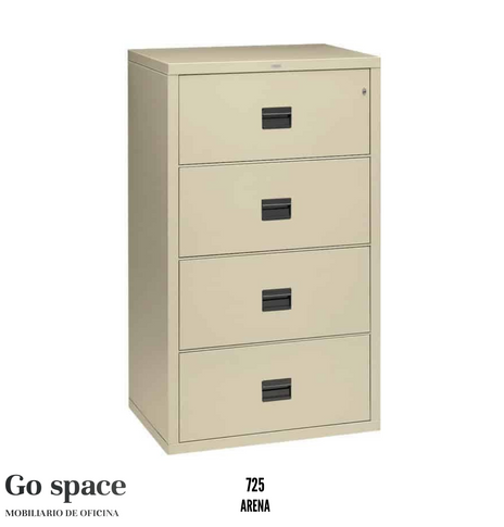 Archivero contra incendio horizontal de 4 gavetas Metálico