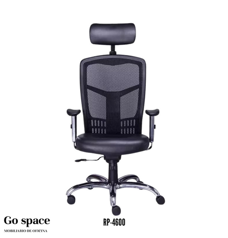 SILLÓN GENERAL EN PIEL CON CABECERA MESH RP-4600