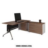 ESCRITORIO EJECUTIVO CON CREDENZA CHROME-B