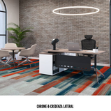 ESCRITORIO EJECUTIVO CON CREDENZA CHROME-B