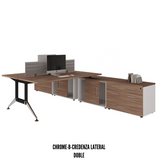 ESCRITORIO EJECUTIVO DOBLE CREDENZA CHROME-B